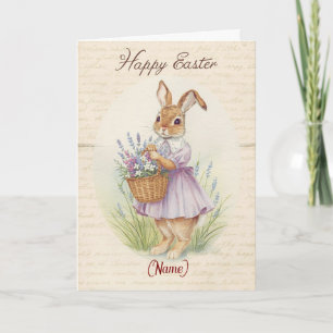 Frohe Ostern Karte - Hase mit Lavendelkorb