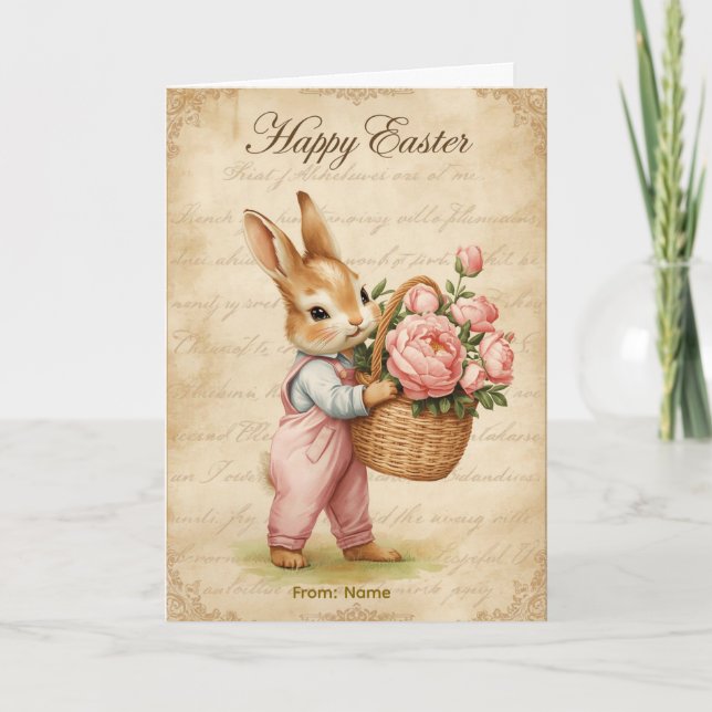 Frohe Ostern Karte - Pastell-Hasen-Kronen (Vorderseite)