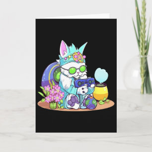 Frohe Ostern Katze Hase Lustiger Gamer Videospiel  Karte