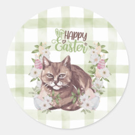 Frohe Ostern Katze Runder Aufkleber