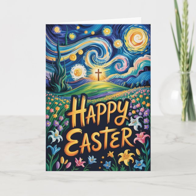 Frohe Ostern Kirche Massen-Gruß Karte (Vorderseite)