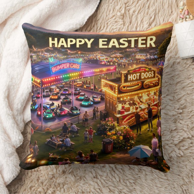 Frohe Ostern Kissen im Karnevaldesign (Decke)
