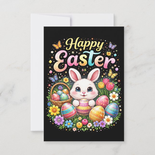 Frohe Ostern Kleiner Hase Dankeskarte (Vorderseite)