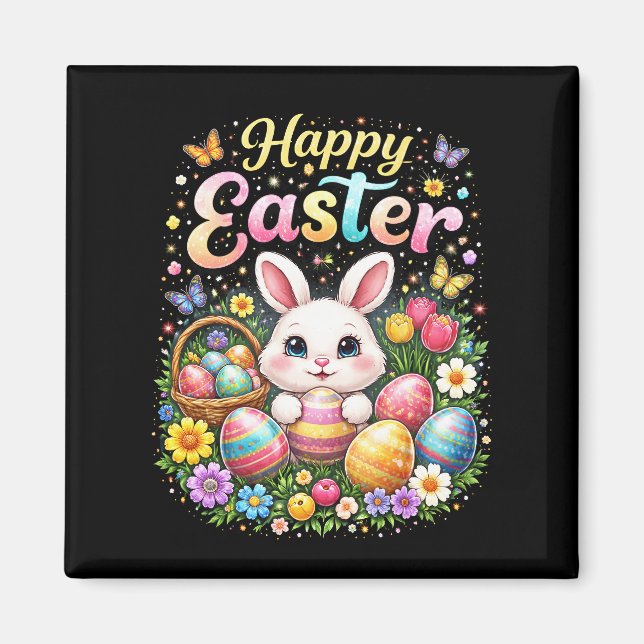 Frohe Ostern kleiner Hase Magnet (Vorne)