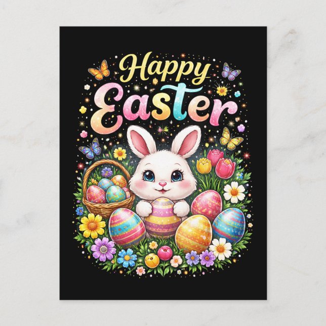 Frohe Ostern kleiner Hase Postkarte (Vorderseite)