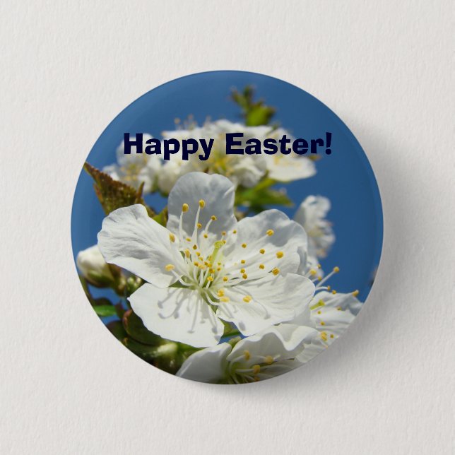 Frohe Ostern! Knöpfe Kirschblüten Blume Button (Vorderseite)