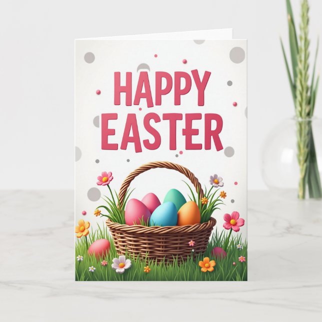 Frohe Ostern Korb Eier Karte (Vorderseite)