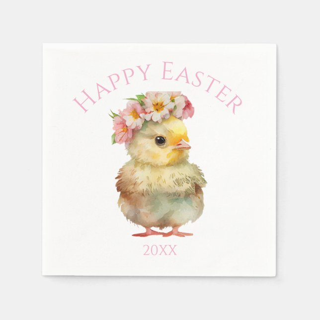 Frohe Ostern Küken Serviette (Vorderseite)