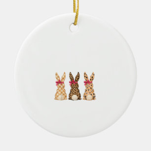 Frohe Ostern Leopard Bunny Coquette Schleife Mädch Keramik Ornament
