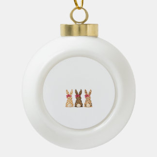 Frohe Ostern Leopard Hase Kokette Schleife Mädchen Keramik Kugel-Ornament