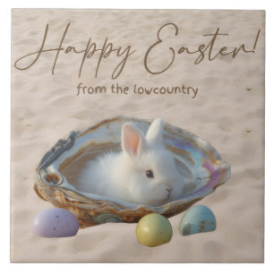 Frohe Ostern Lowcountry Austernschale und Hase Fliese