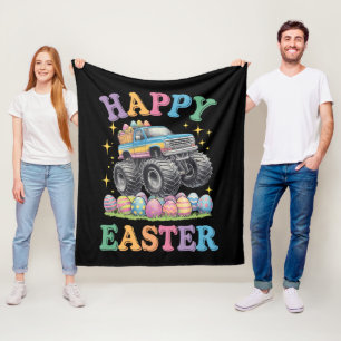 Frohe Ostern Lustiger Monster Truck zerdrückt Eier Fleecedecke