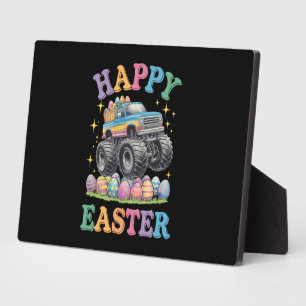 Frohe Ostern Lustiger Monster Truck zerdrückt Eier Fotoplatte