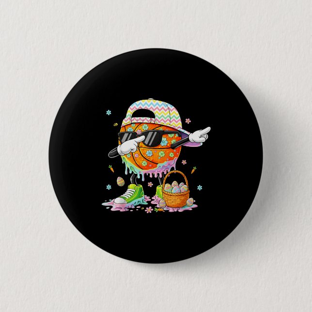 Frohe Ostern lustiger Osterhase Basketball Männer  Button (Vorderseite)