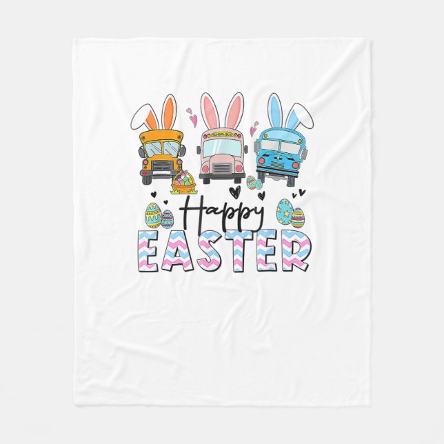 Frohe Ostern Lustiger Schulbusfahrer Leben Glückli Fleecedecke (Vorderseite)