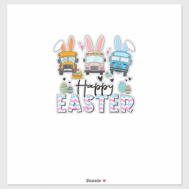 Frohe Ostern Lustiger Schulbusfahrer Leben Happ Aufkleber (Blatt)