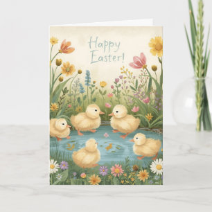 Frohe Ostern mit Baby-Enten Karte