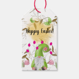 Frohe Ostern mit Bunny, Gnome und Iris Geschenktag Geschenkanhänger