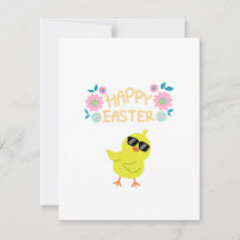 Frohe Ostern mit einem gelben Küken auf einem