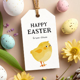 Frohe Ostern mit gelbem Huhn Geschenkanhänger