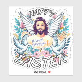 Frohe Ostern mit Jesus Aufkleber
