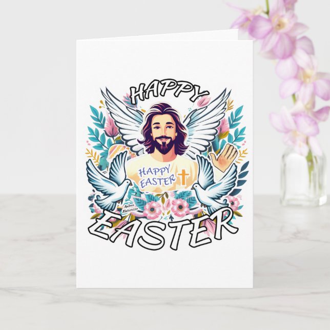 Frohe Ostern mit Jesus Karte (Orchidee)
