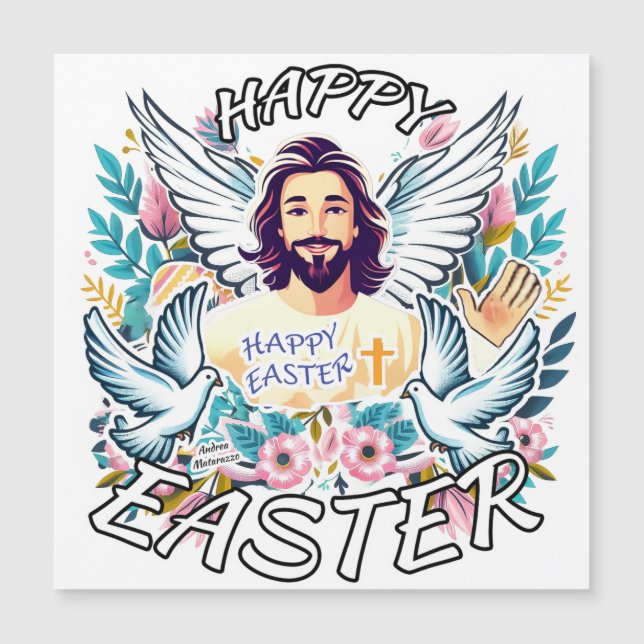 Frohe Ostern mit Jesus Magnetkarte (Vorderseite)
