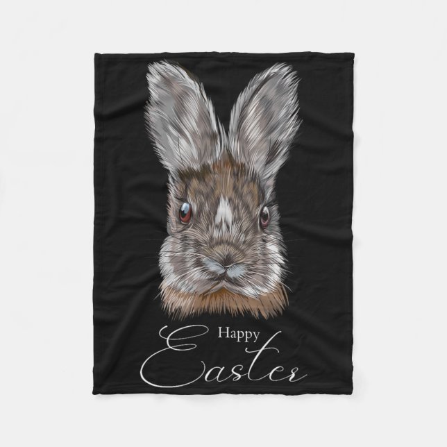 Frohe Ostern mit meinem realistischen Hasengesicht Fleecedecke (Vorderseite)