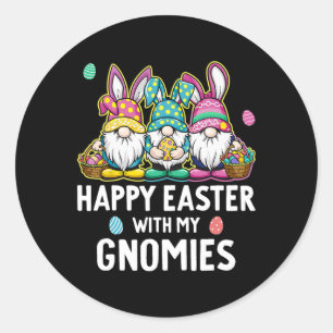 Frohe Ostern mit meinen Gnomen Mädchen Kinder Frau Runder Aufkleber