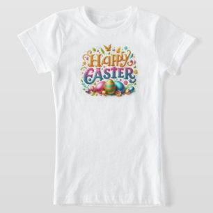 Frohe Ostern mit Ostereier Typografie T-Shirt