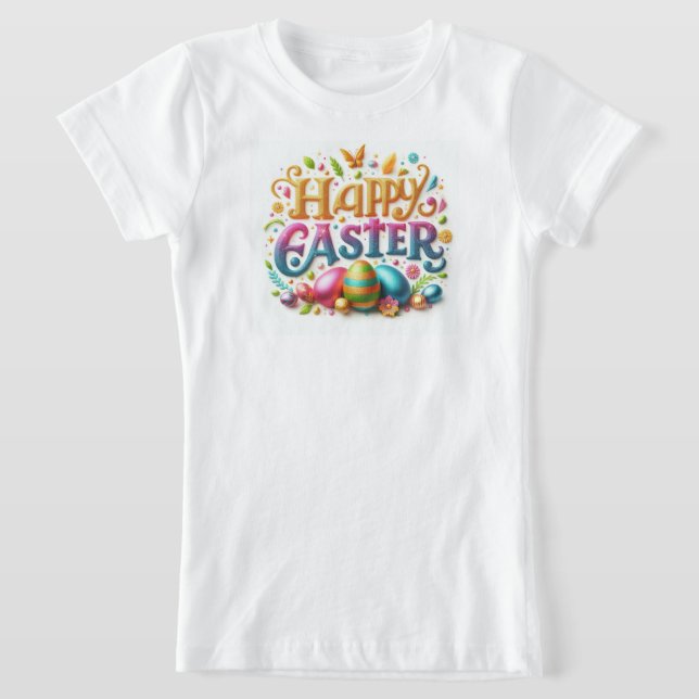 Frohe Ostern mit Ostereier Typografie T-Shirt (Ablage )