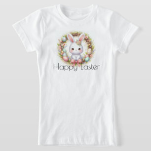 Frohe Ostern mit Osterhase und Blume T-Shirt