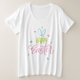 Frohe Ostern mit Schmetterlingen Große Größe T-Shirt