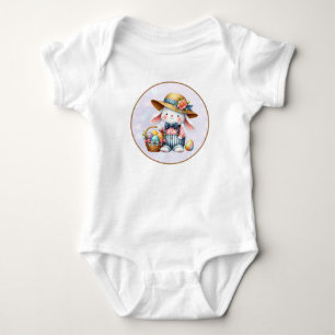 Frohe Ostern mit süßem Hasen, Eiern und Blumen Baby Strampler