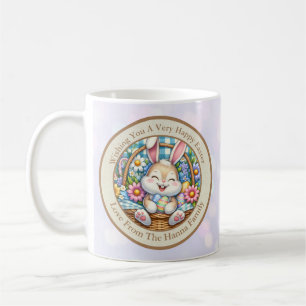 Frohe Ostern mit süßem Hasen, Eiern und Blumen Kaffeetasse