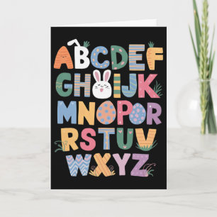Frohe Ostern mit süßem Hasen und ABCs für Schüler Karte