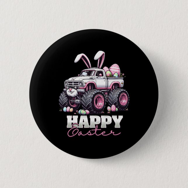 Frohe Ostern Monster Truck Osterhase Monster Tr Button (Vorderseite)