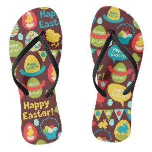 Frohe Ostern - Muster Hase und Eier Ostern Flip Flops