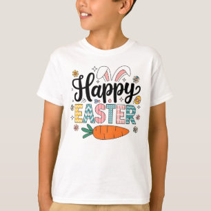 Frohe Ostern Muster-Schriftzug - Süße Karotte und T-Shirt