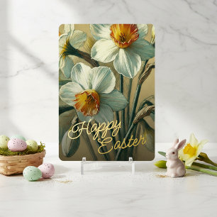 Frohe Ostern Narzissen Blumen Goldfolie Karte