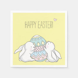 Frohe Ostern! Niedlich Baby Bunnies - Gelb Serviette