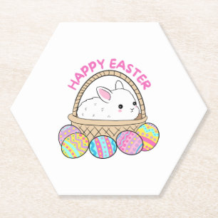 Frohe Ostern Niedlich Osterhase in einem Korb Untersetzer