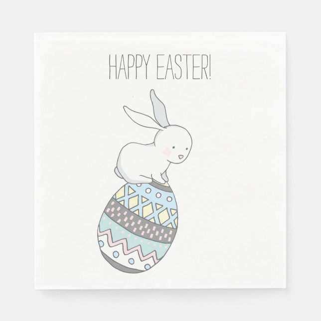 Frohe Ostern! Niedlicher Bunny an einem Ostereier Serviette (Vorderseite)