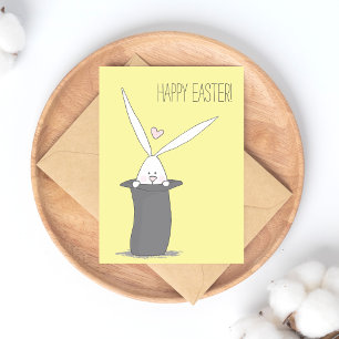 Frohe Ostern! Niedlicher Hase in Top Hat - Gelb Postkarte