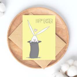 Frohe Ostern! Niedlicher Hase in Top Hat - Gelb Postkarte