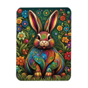 Frohe Ostern - Osterhase in Blumen 2 Magnet