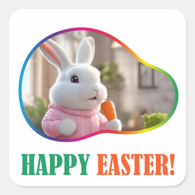 Frohe Ostern! Osterinsel Quadratischer Aufkleber (Vorderseite)