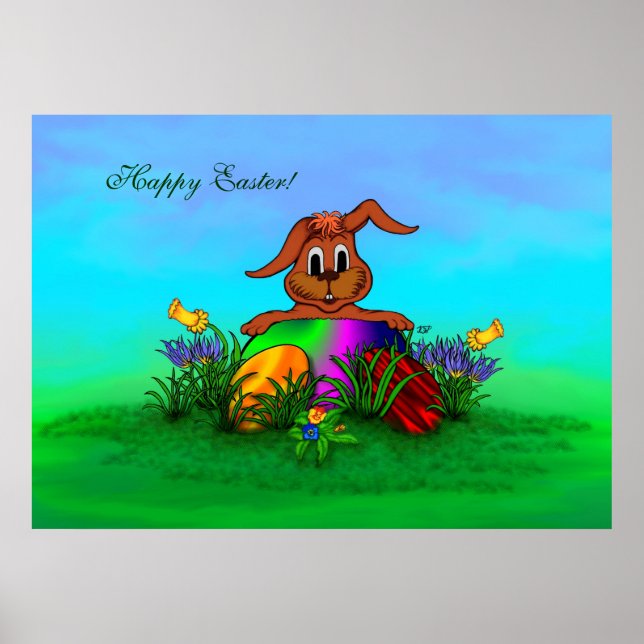 Frohe Ostern! Osterkaninchen Poster (Vorne)