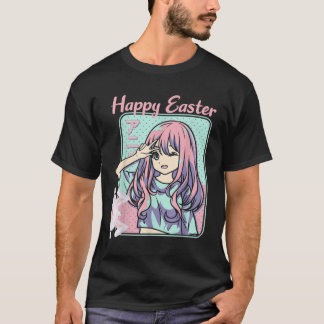 Frohe Ostern, Ostern, Kawaii Anime Girl und Est T-Shirt