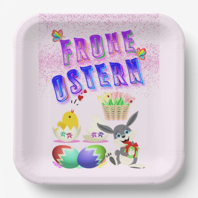 Frohe Ostern Pappteller (Vorderseite)